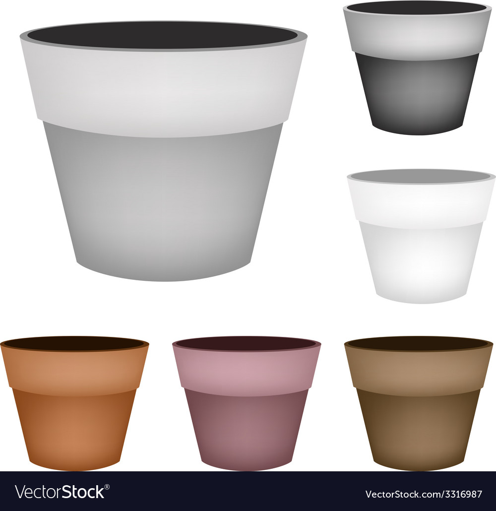 Set terracotta flower pots on white background Vector Image