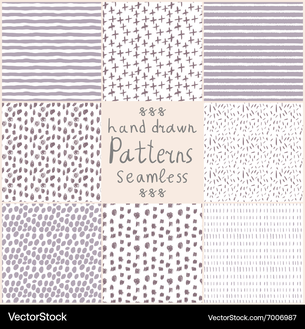 Stock hand drawn seamless patterns Royalty Free Vector Image
