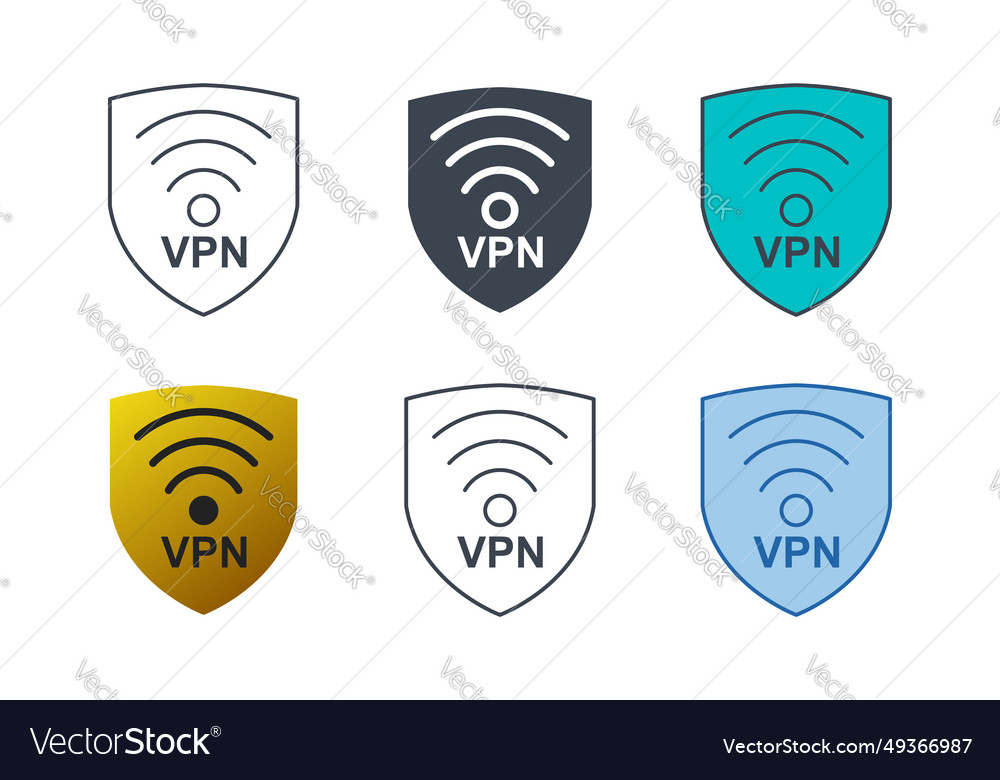 Vpn icon collection with different styles virtual