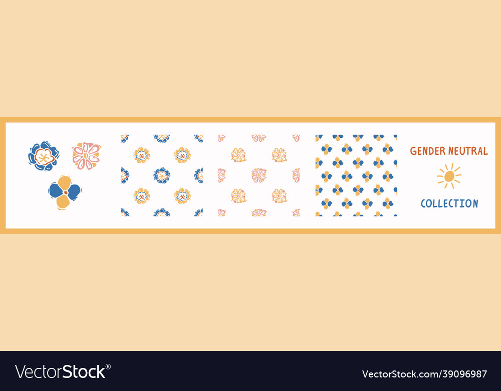 Whimsical style block print flower shape pattern
