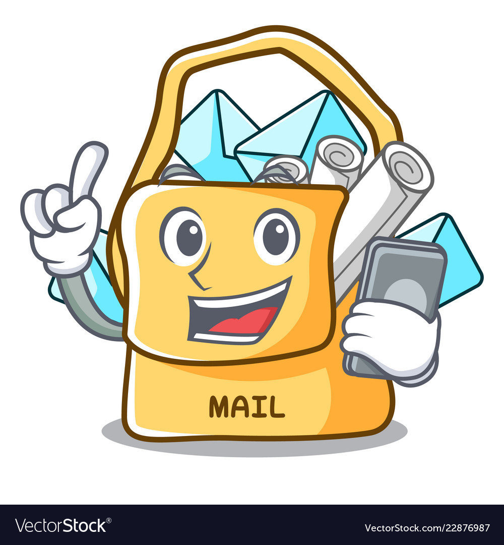 With phone bag sack fill in cartoon mail