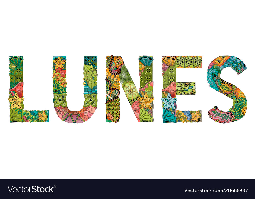 word-lunes-monday-in-spanish-decorative-royalty-free-vector