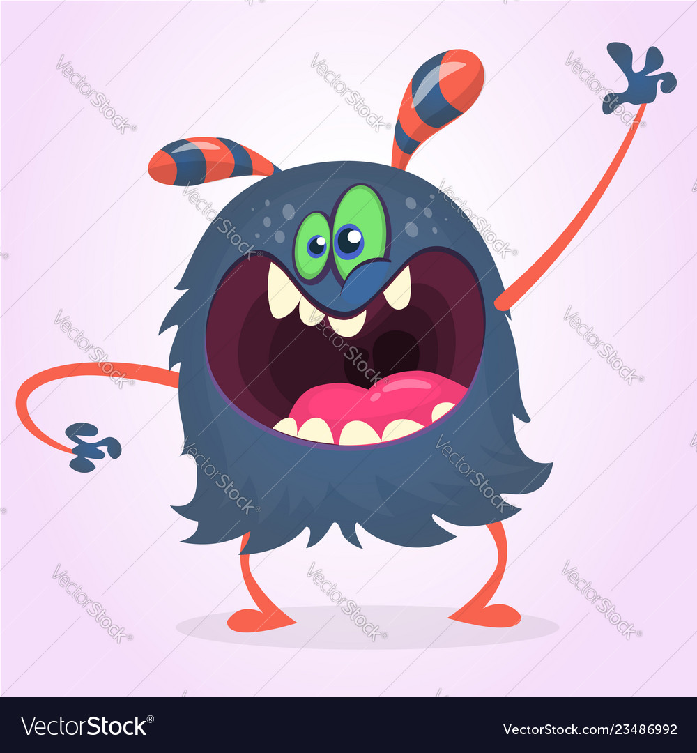 Angry cartoon black monster screaming Royalty Free Vector