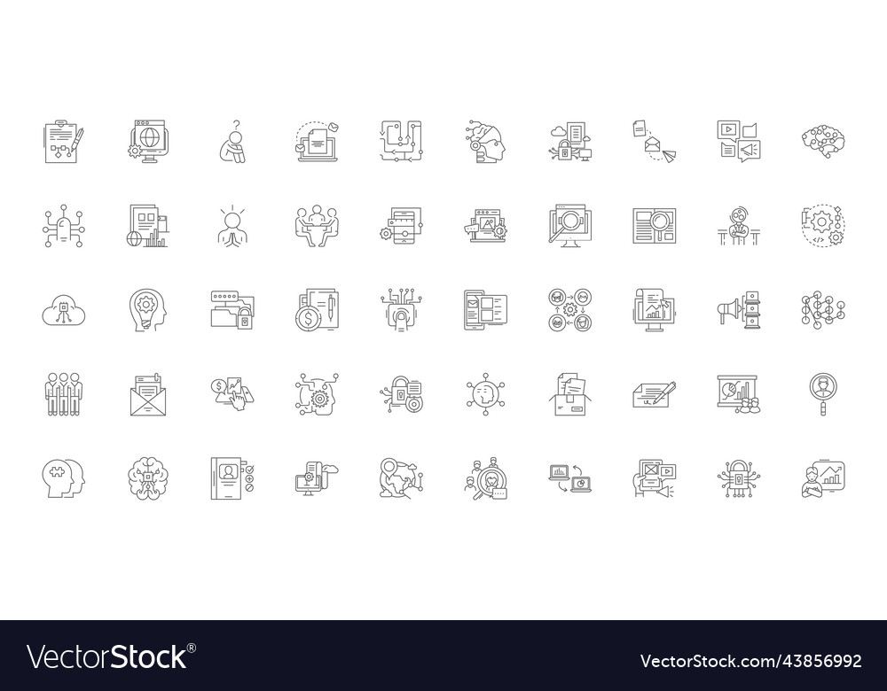 Answers ideas linear icons line signs set