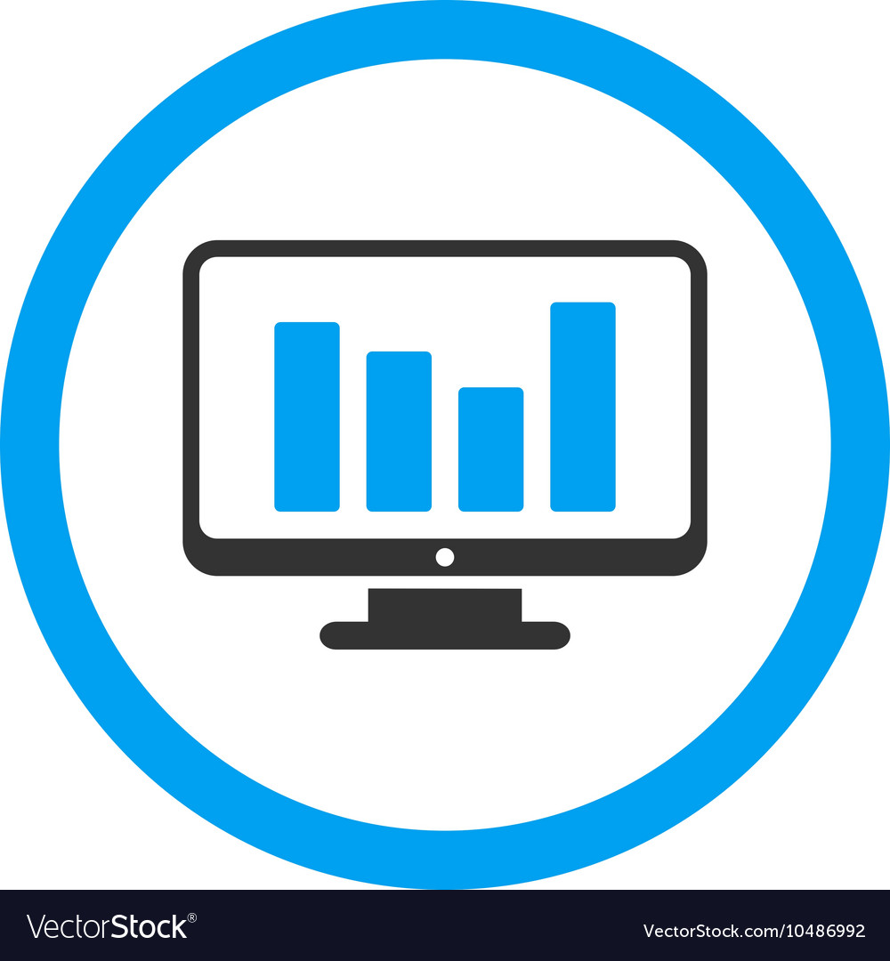 Bar chart monitoring rounded icon Royalty Free Vector Image