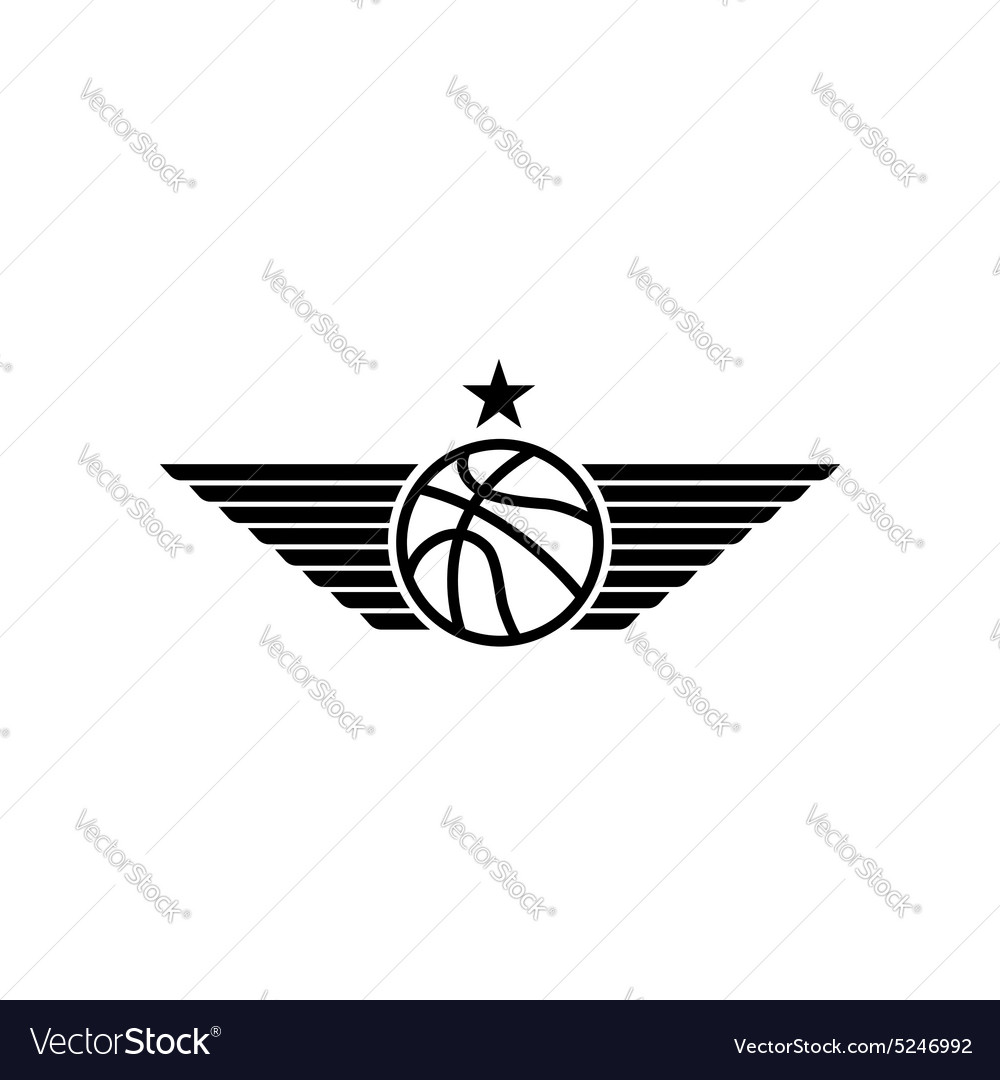 Basketball ball icon with wings and star mockup