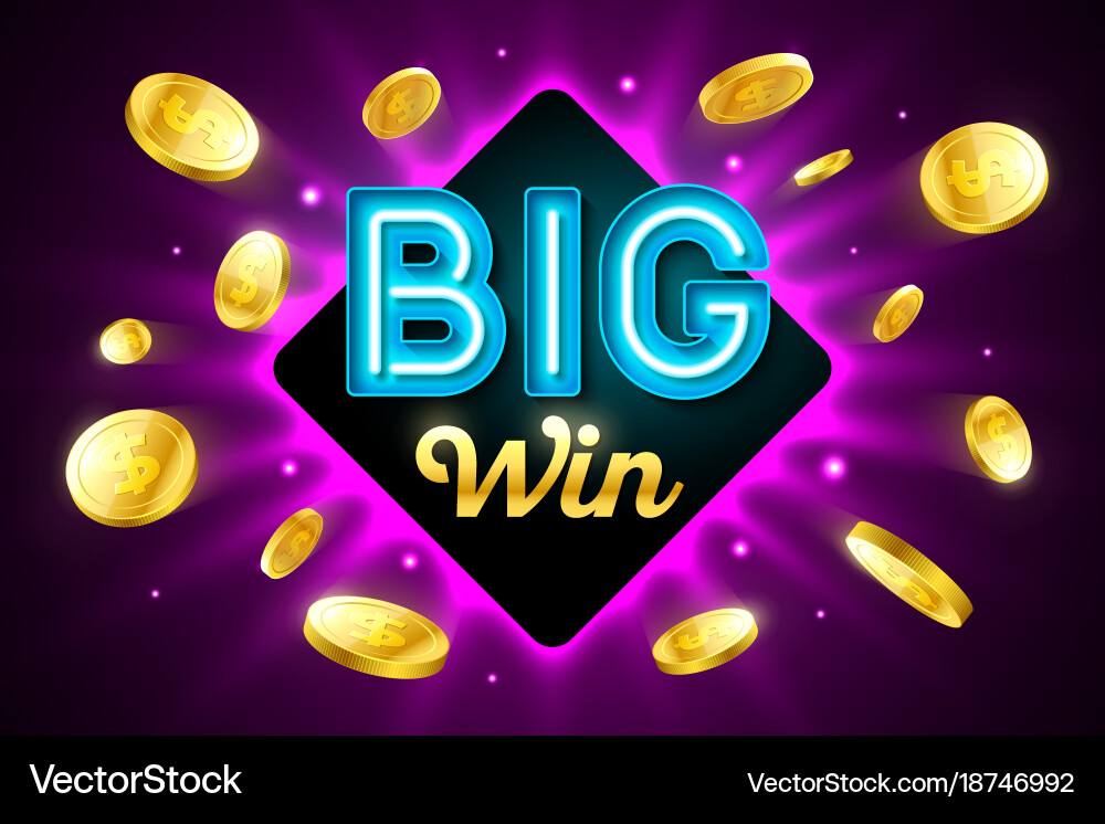 Big win bright casino banner with big win Vector Image