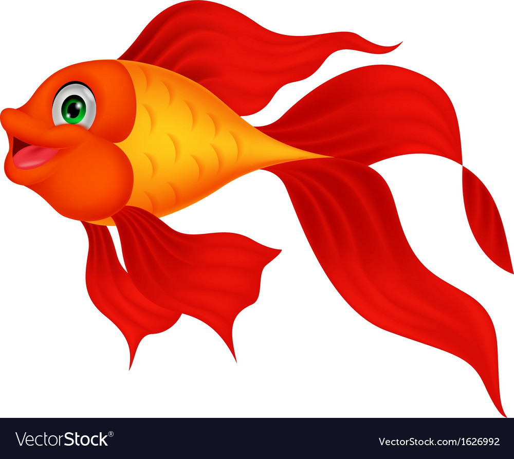 Cute golden fish cartoon Royalty Free Vector Image