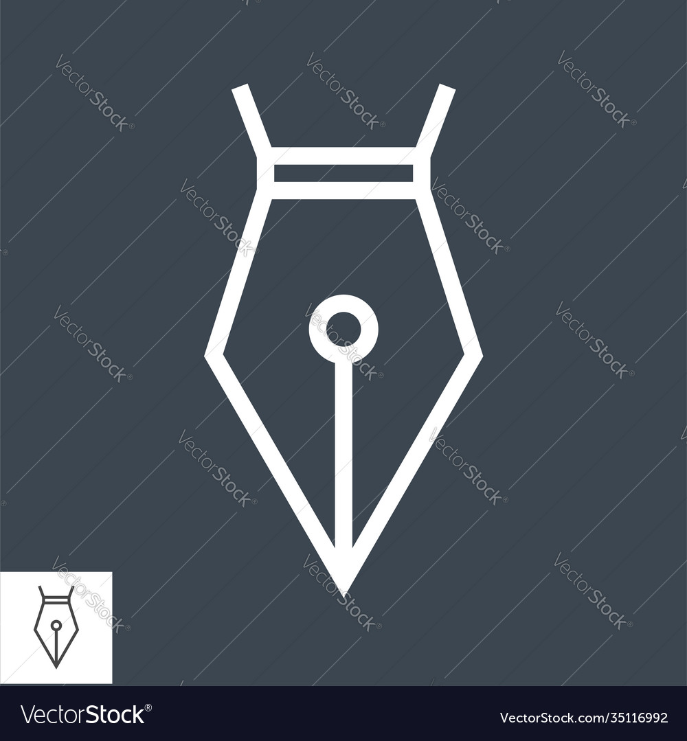 Nib thin line icon vector image Nib thin line icon