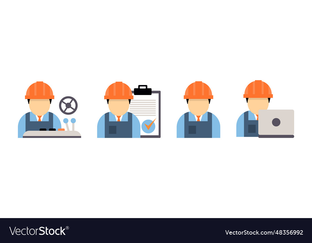 Production process with machine operator man in Vector Image