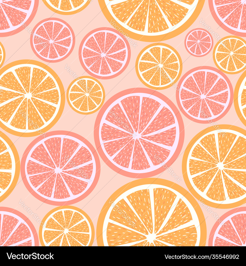 Seamless pattern with oranges and grapefruit Vector Image