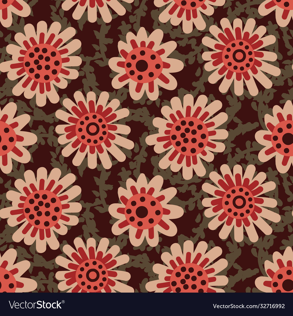 Seamless pattern with simple round flowers