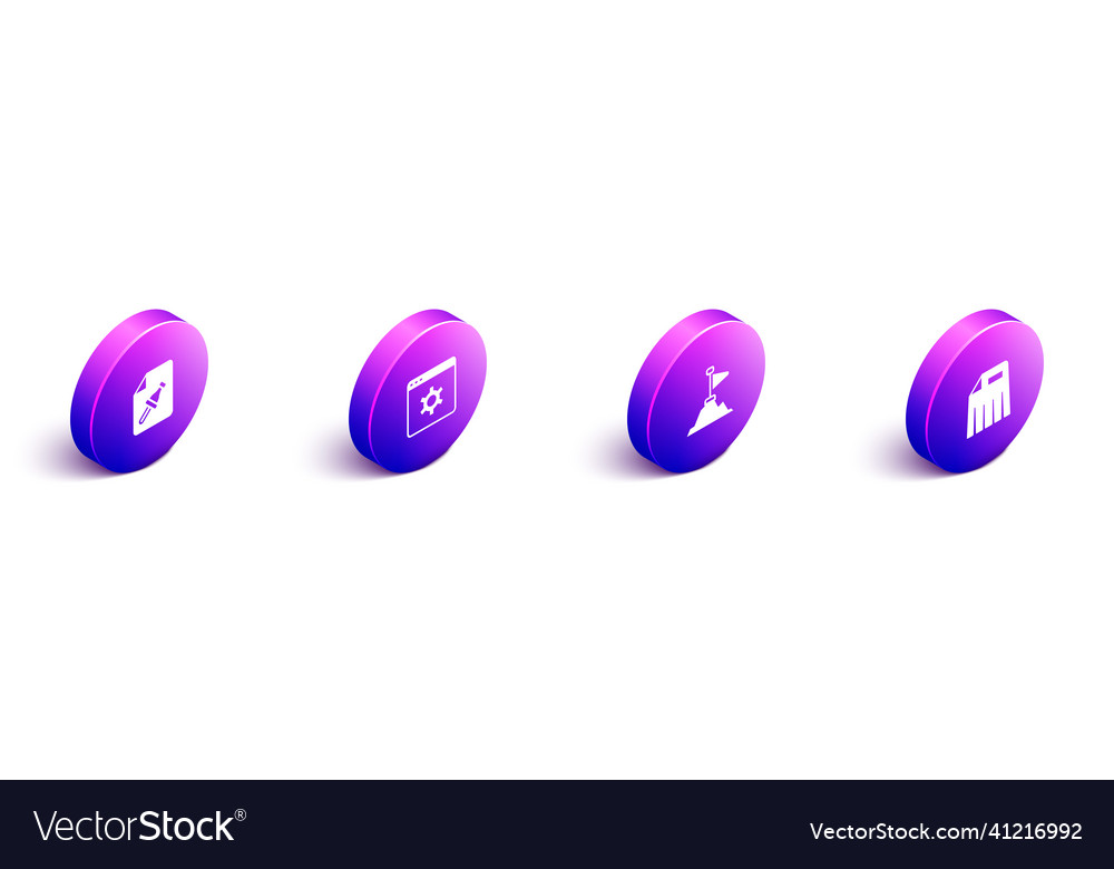 Isometrisches Notizpapier mit Druckknopf-Browser einstellen vector image Isometrisches Notizpapier mit Druckknopf-Browser einstellen