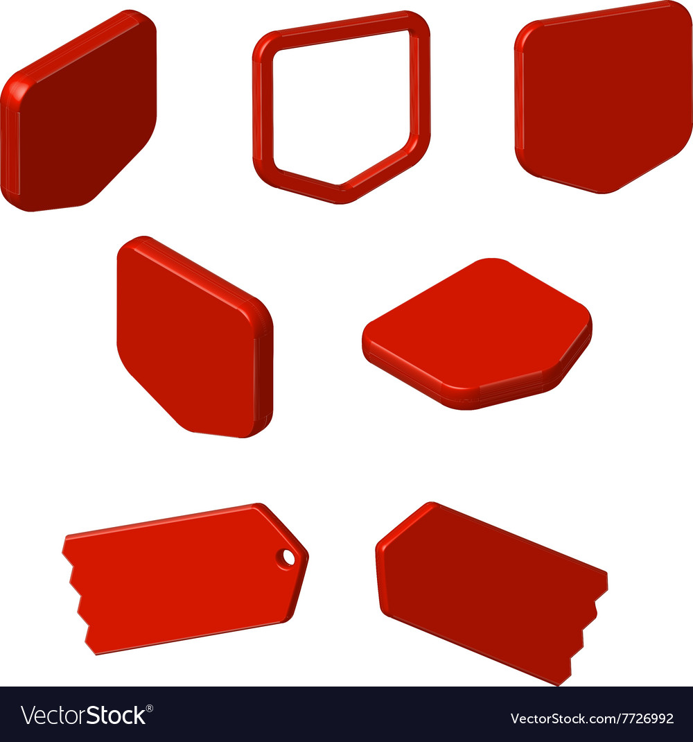 Set of red free tags buttons and icons