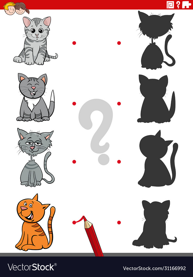 Shadow game with funny cats characters Royalty Free Vector