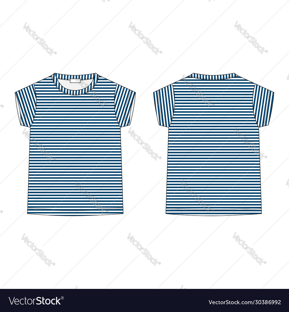 T-shirt in blue stripes fabric isolated on white