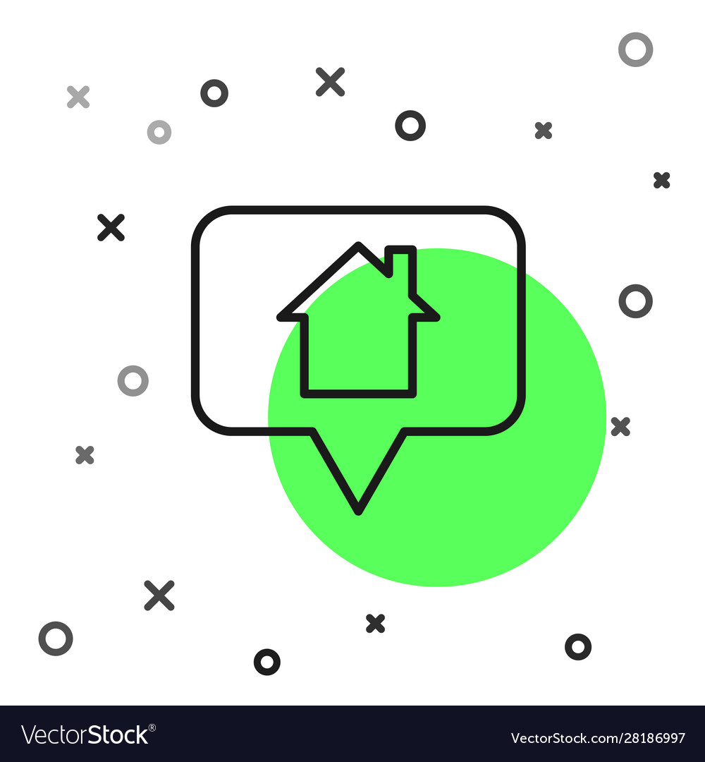 Black line map pointer with house icon isolated vector image Black line map pointer with house icon isolated
