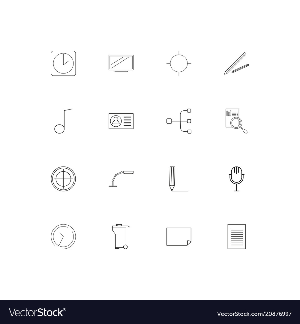 Business and office linear thin icons set