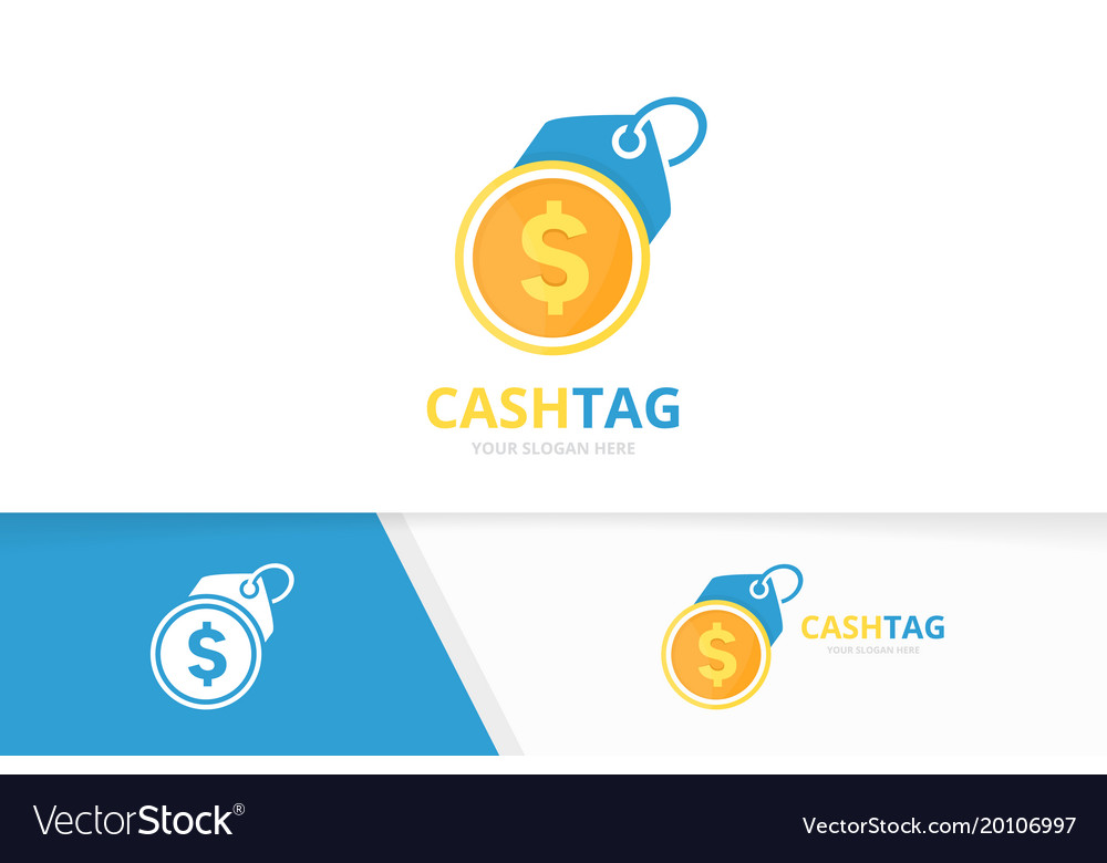 Coin and tag logo combination money