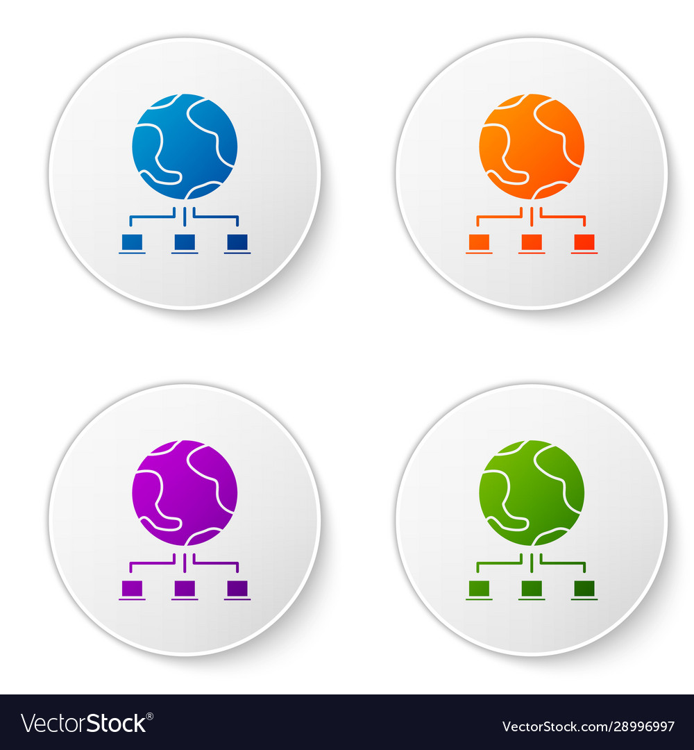 Color computer network icon isolated on white Vector Image