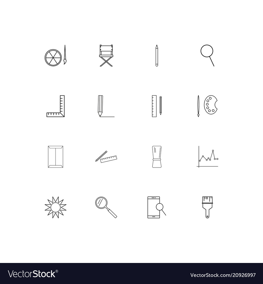 Creative process and design linear thin icons set
