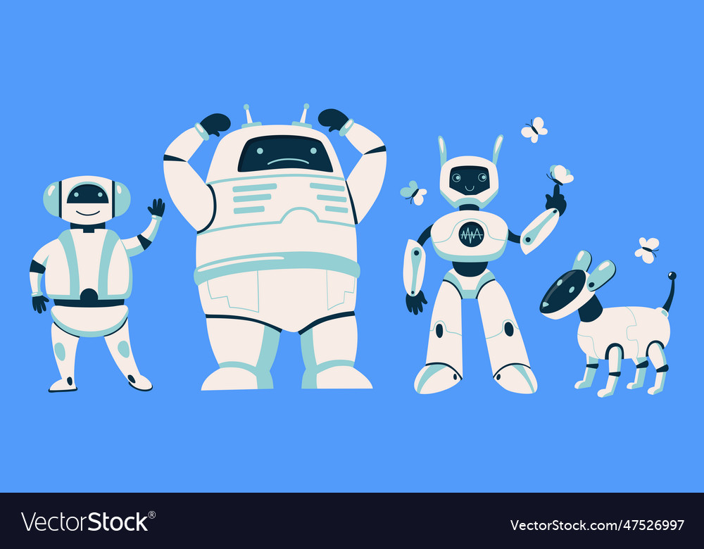 Different robots set vector image Different robots set