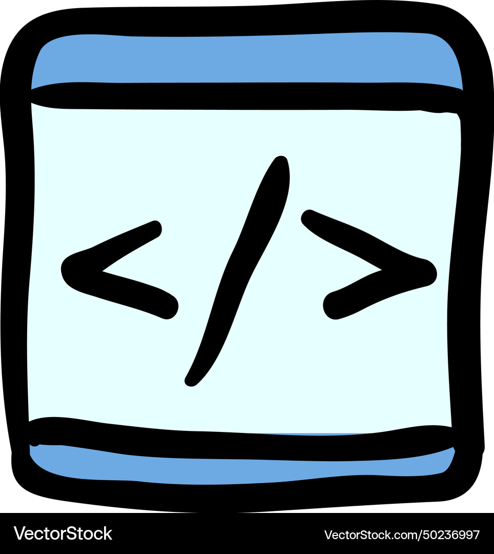 Doodle code icon Royalty Free Vector Image - VectorStock