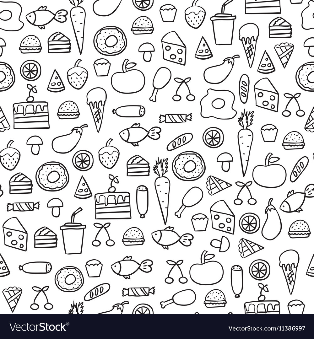 Doodles seamless pattern set