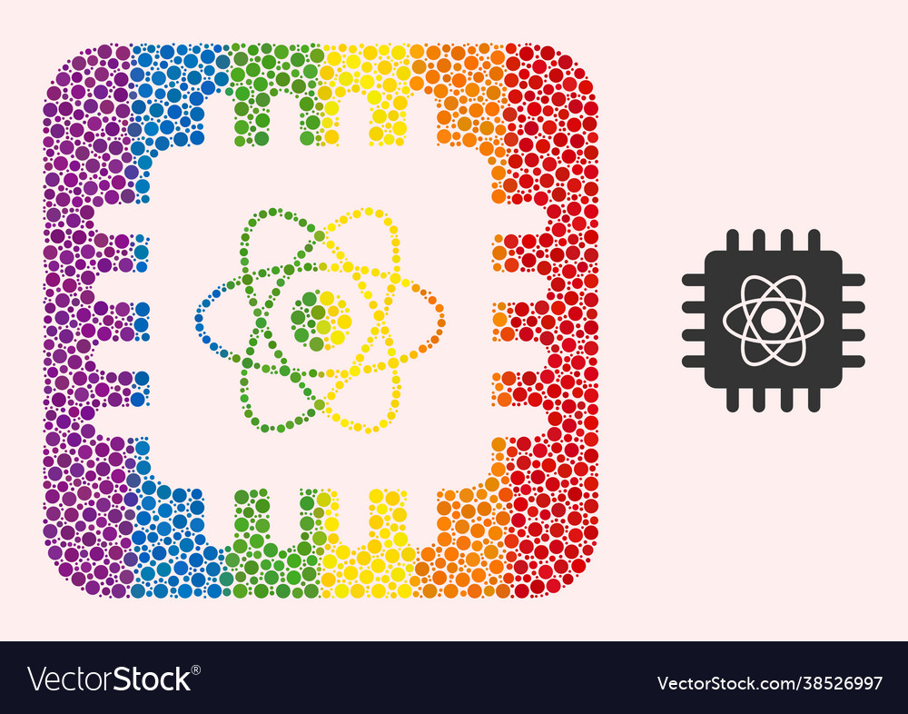 Dotted mosaic quantum computing carved icon