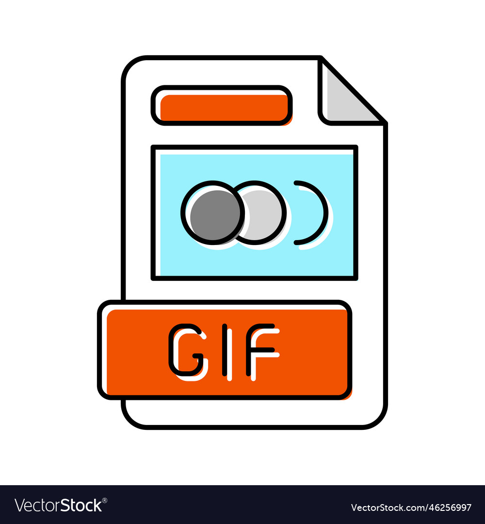 Gif file format document color icon vector image Gif file format document color icon