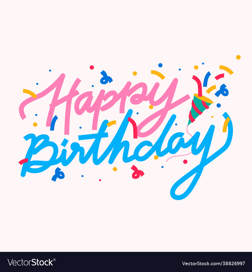 Happy birthday doodle font card Royalty Free Vector Image