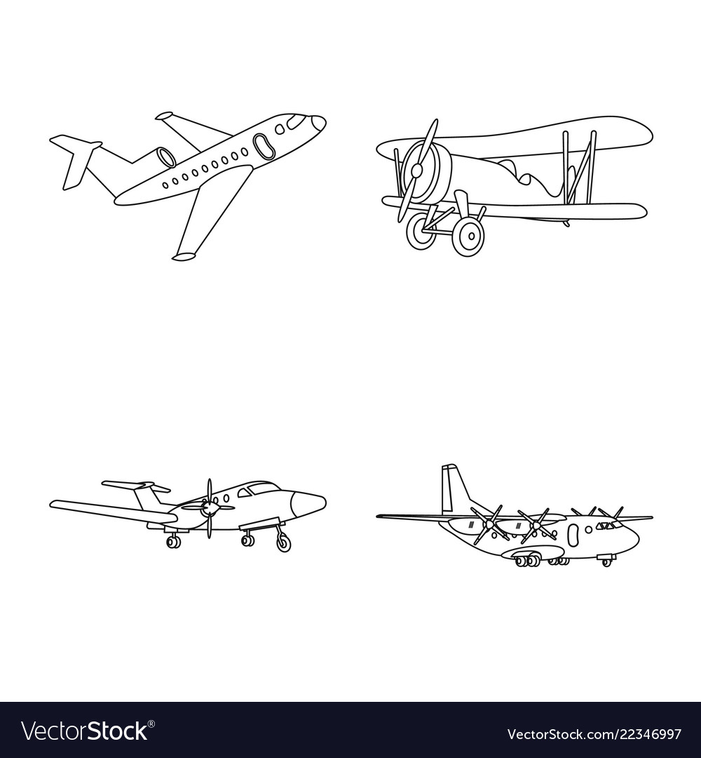 Isolated object of plane and transport icon vector image Isolated object of plane and transport icon