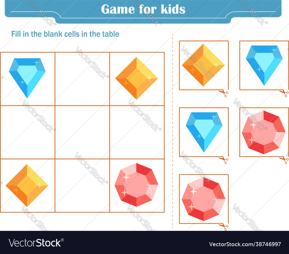 Logic game for children fill in blank cells