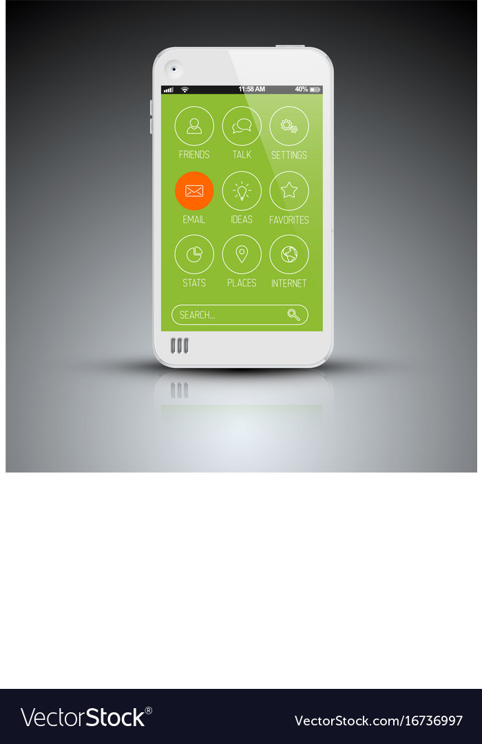 Modern mobile phone with flat user interface