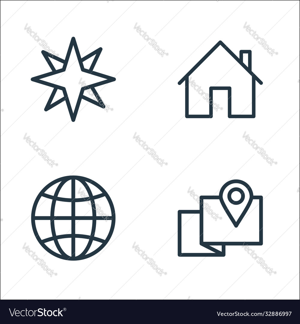 Navigation line icons linear set quality vector image Navigation line icons linear set quality