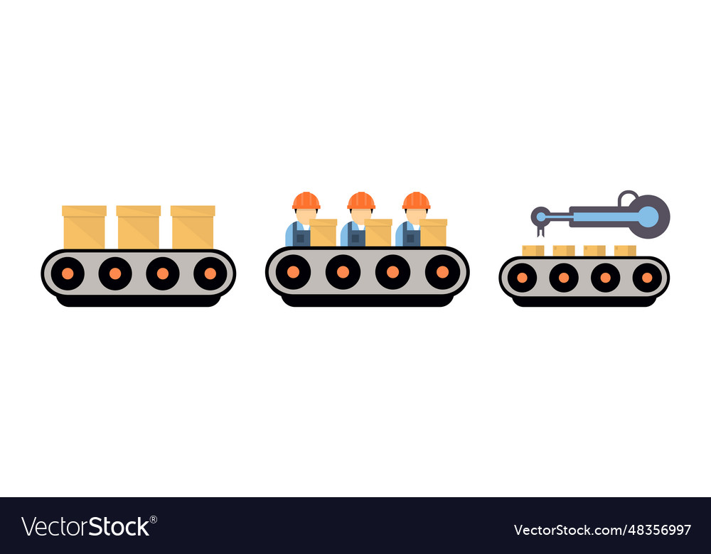Production process with machine operator man vector image Production process with machine operator man