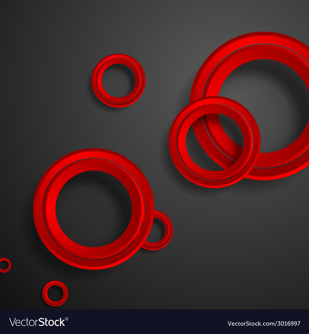 Red circles on black background Royalty Free Vector Image
