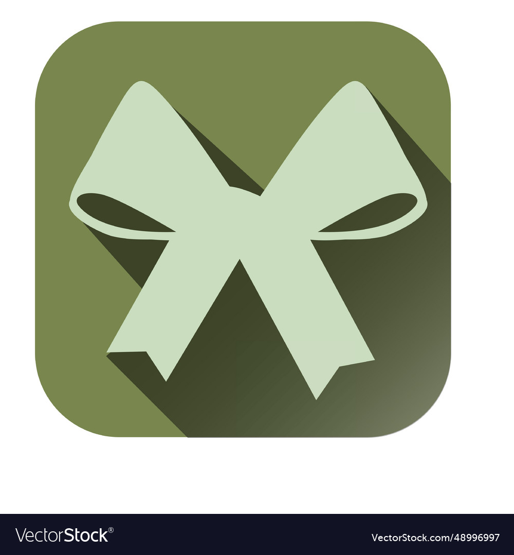 Ribbon bow square icon with drop shadow