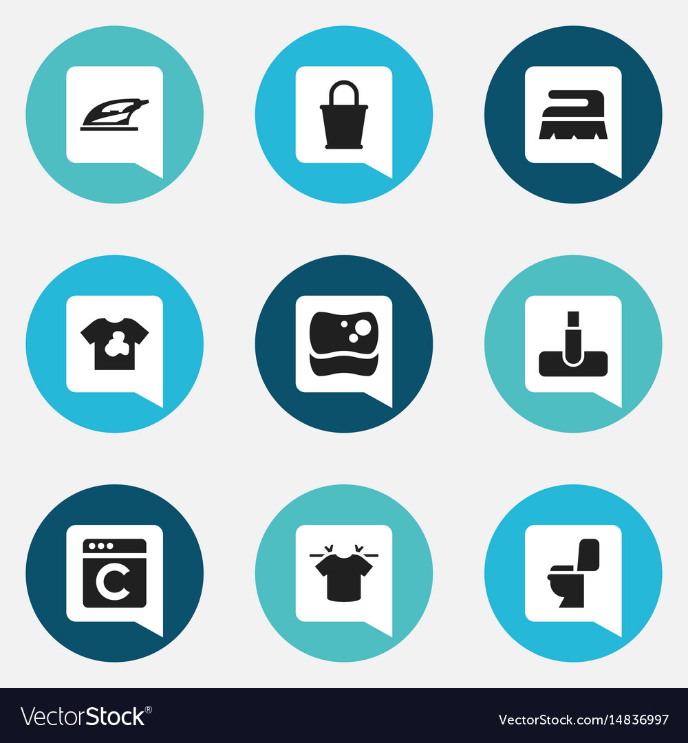 Set 9 editable dry-cleaning icons includes Vector Image