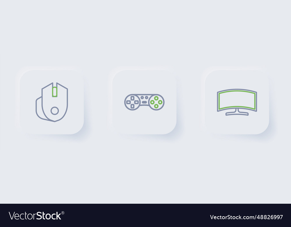 Set line computer monitor game controller vector image Set line computer monitor game controller
