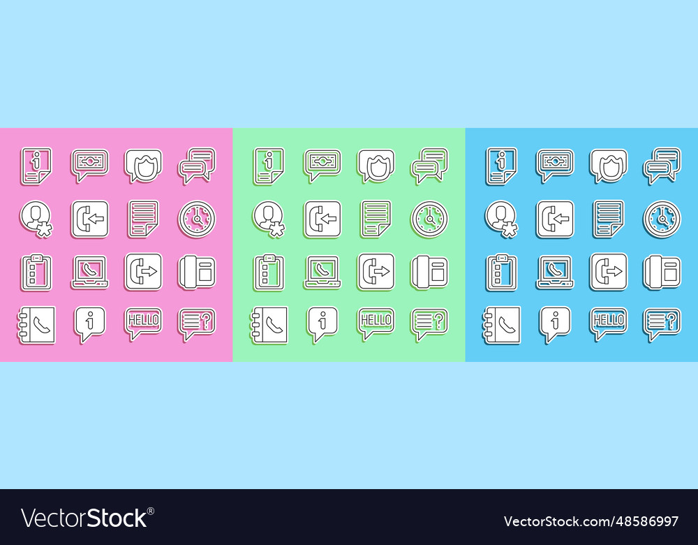 Set line unknown search telephone handset clock vector image Set line unknown search telephone handset clock