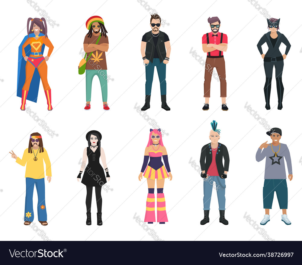 Subcultures people icons set