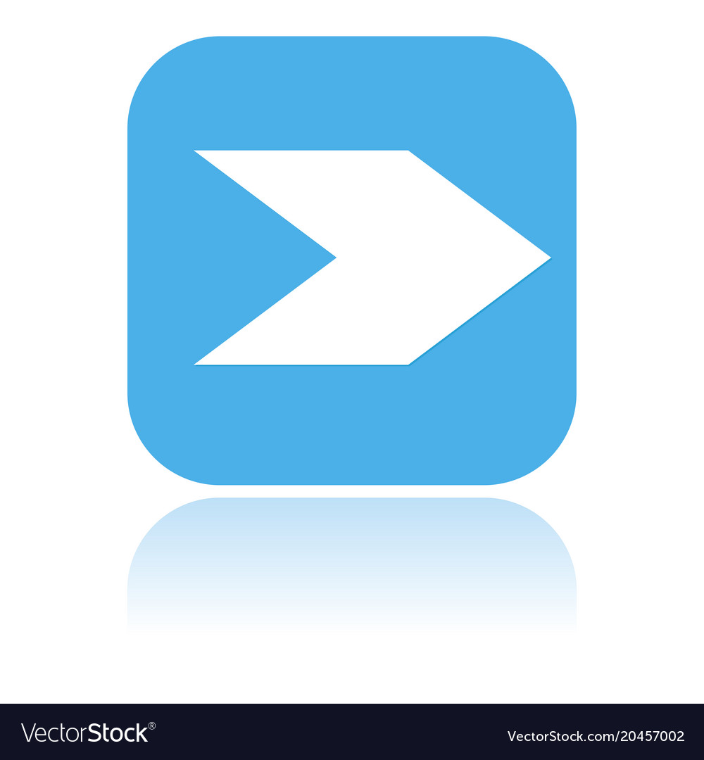 Arrow icon square blue with reflection