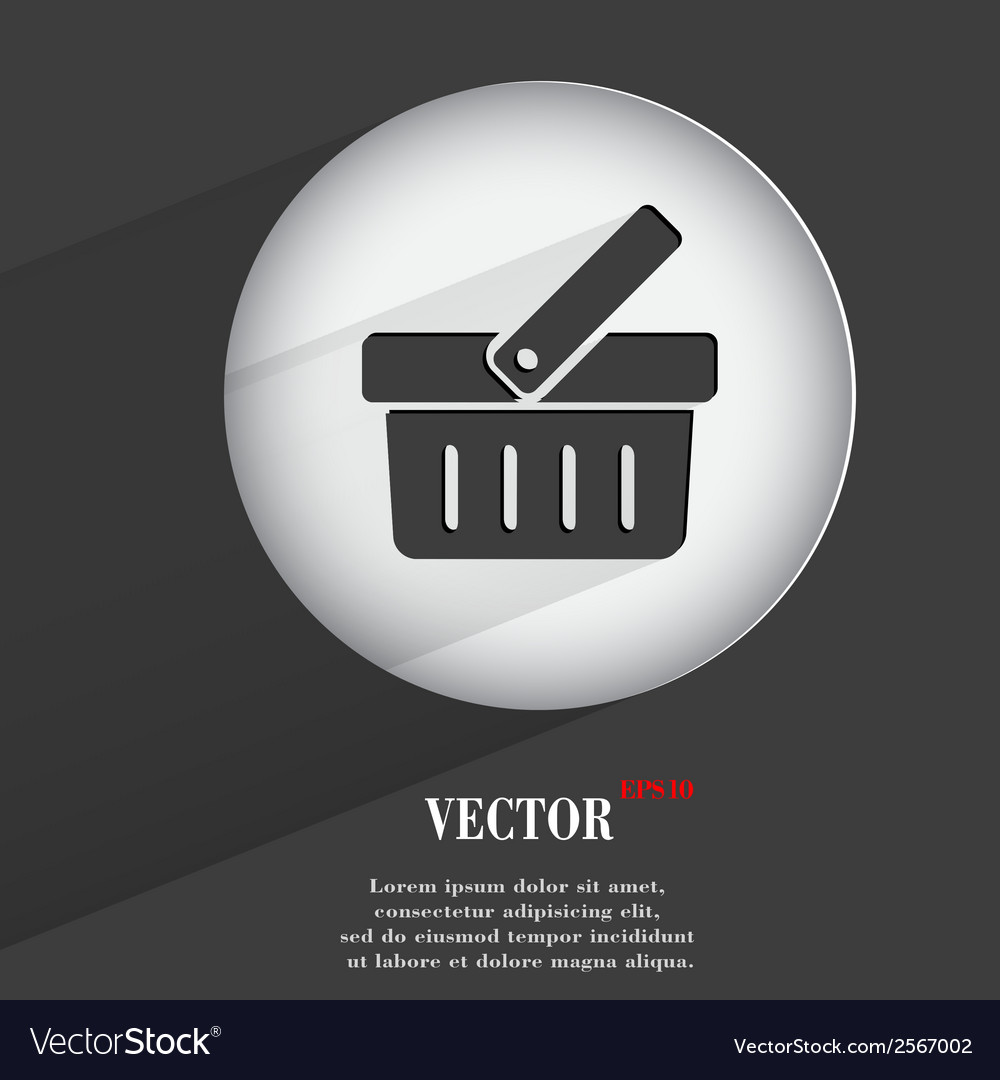 Basket flat modern web button with long shadow