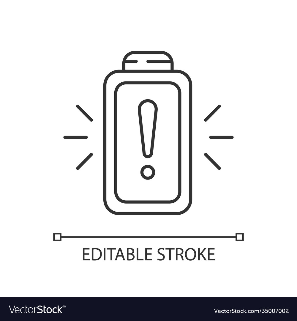 Battery working process risk linear icon vector image Battery working process risk linear icon