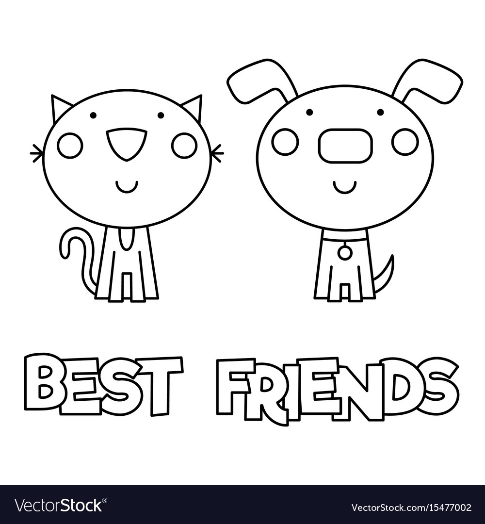 Vetor de Best friends. Coloring page. Vector illustration. do