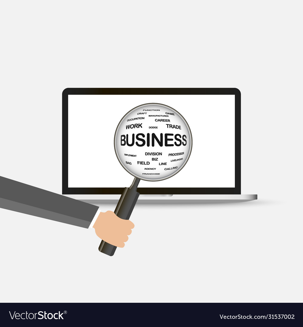 Business working on computers searching vector image Business working on computers searching