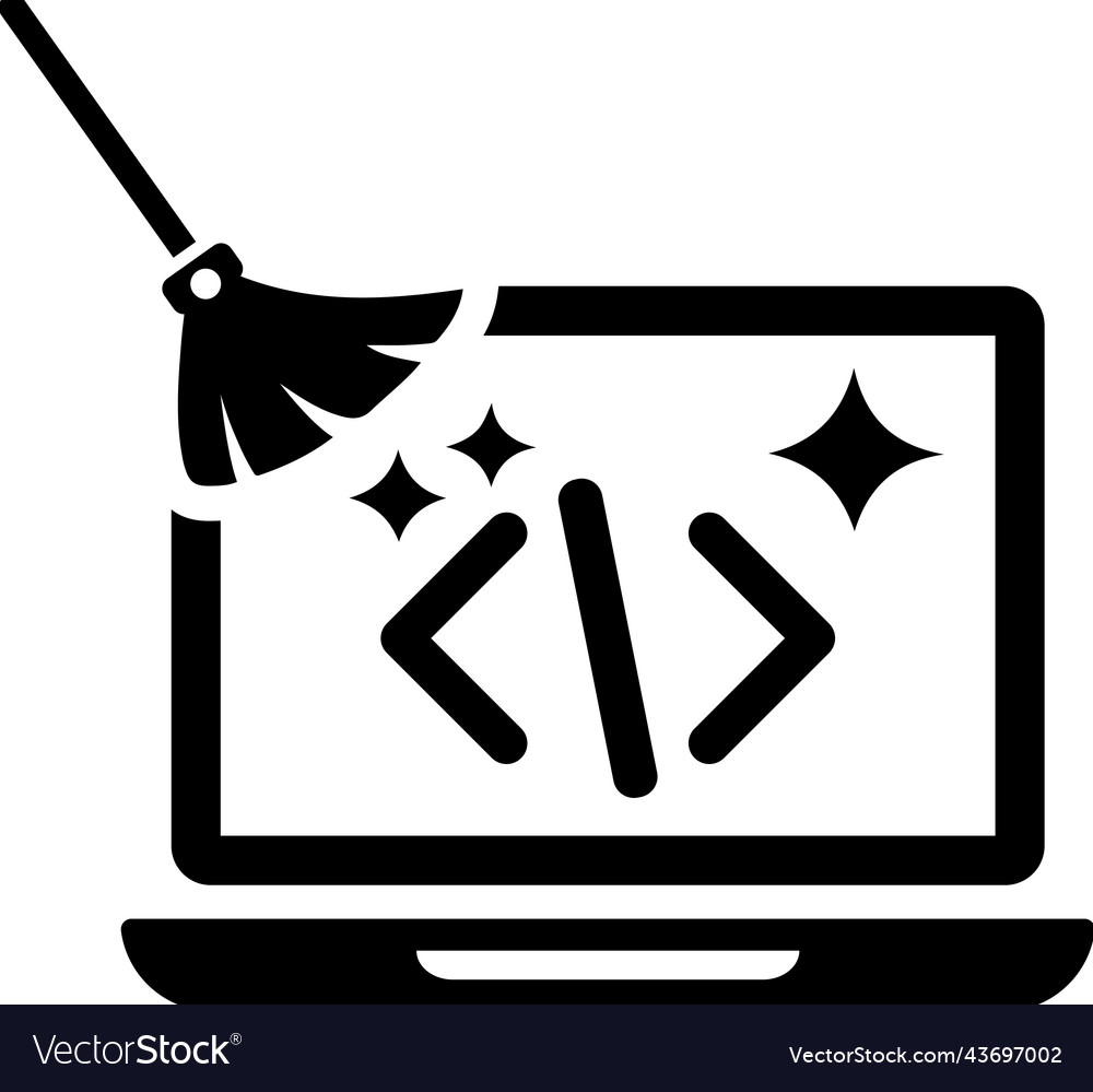 Clean code coding icon black graphics