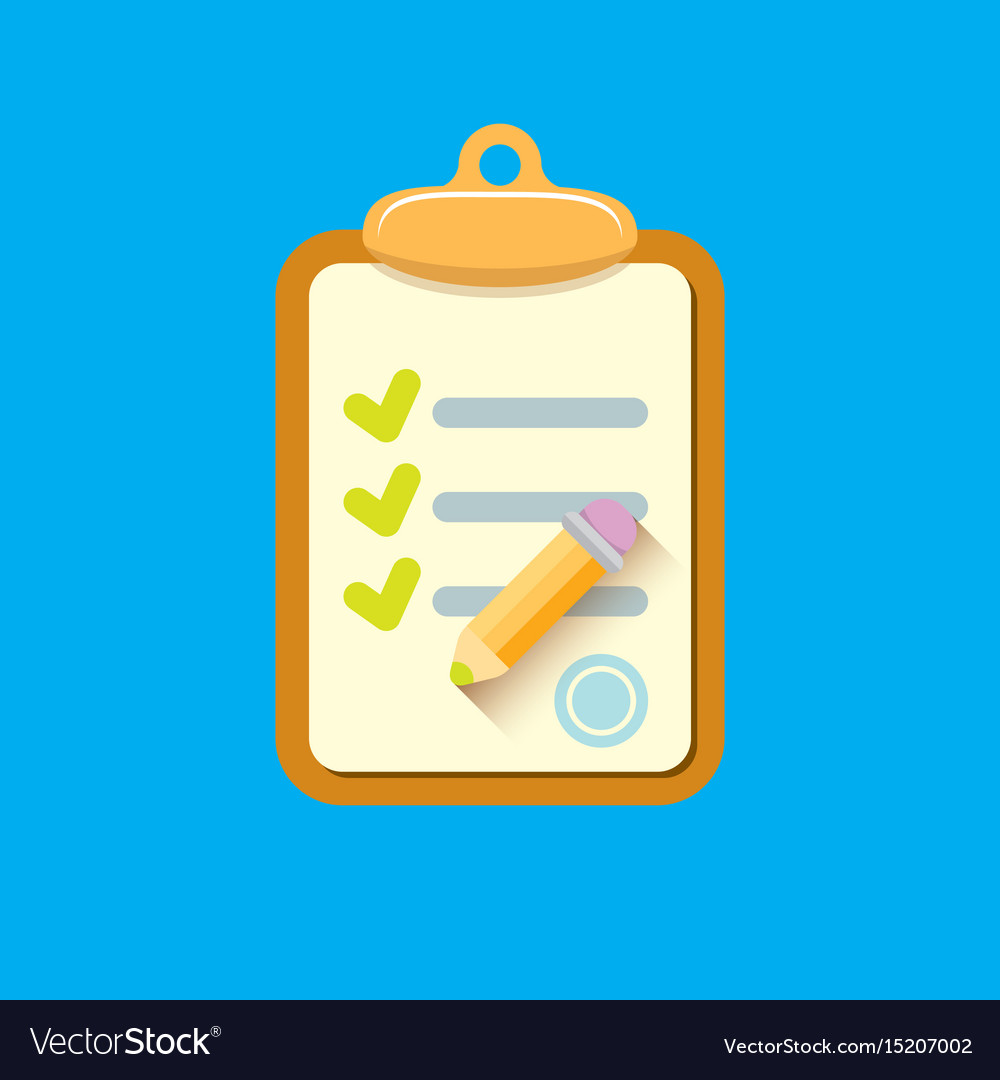 Clipboard icon with checkmarks and pencil