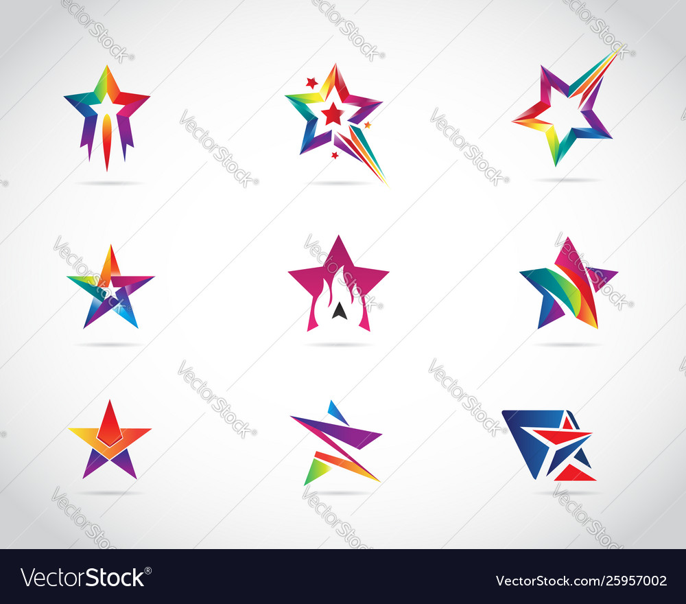 Colorful star logo design set Royalty Free Vector Image